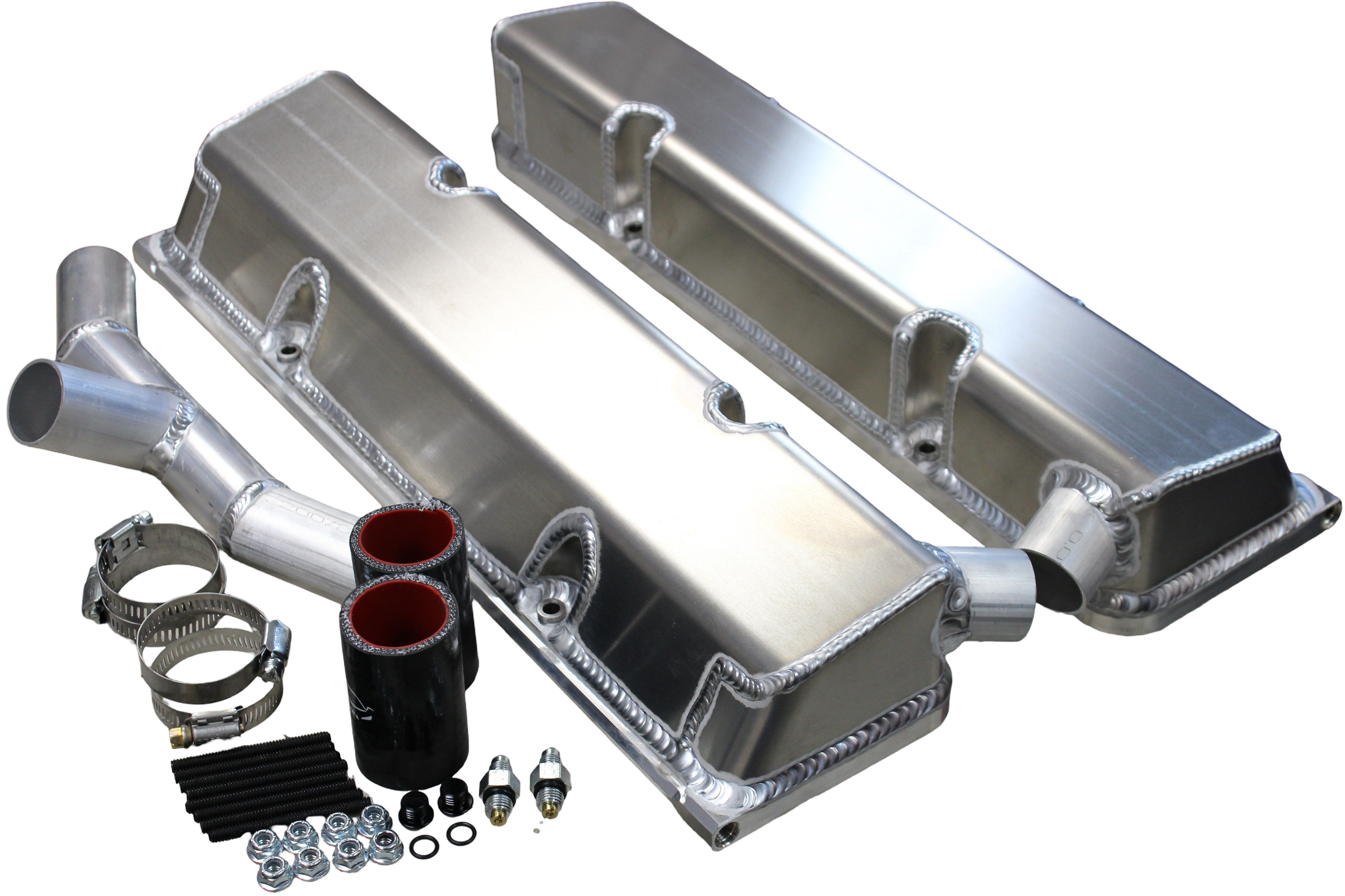 KEVKO OIL PANS & COMPONENTS SBC Fab Valve Cover Set Sgl Crossover Breathe vc208wo5co1