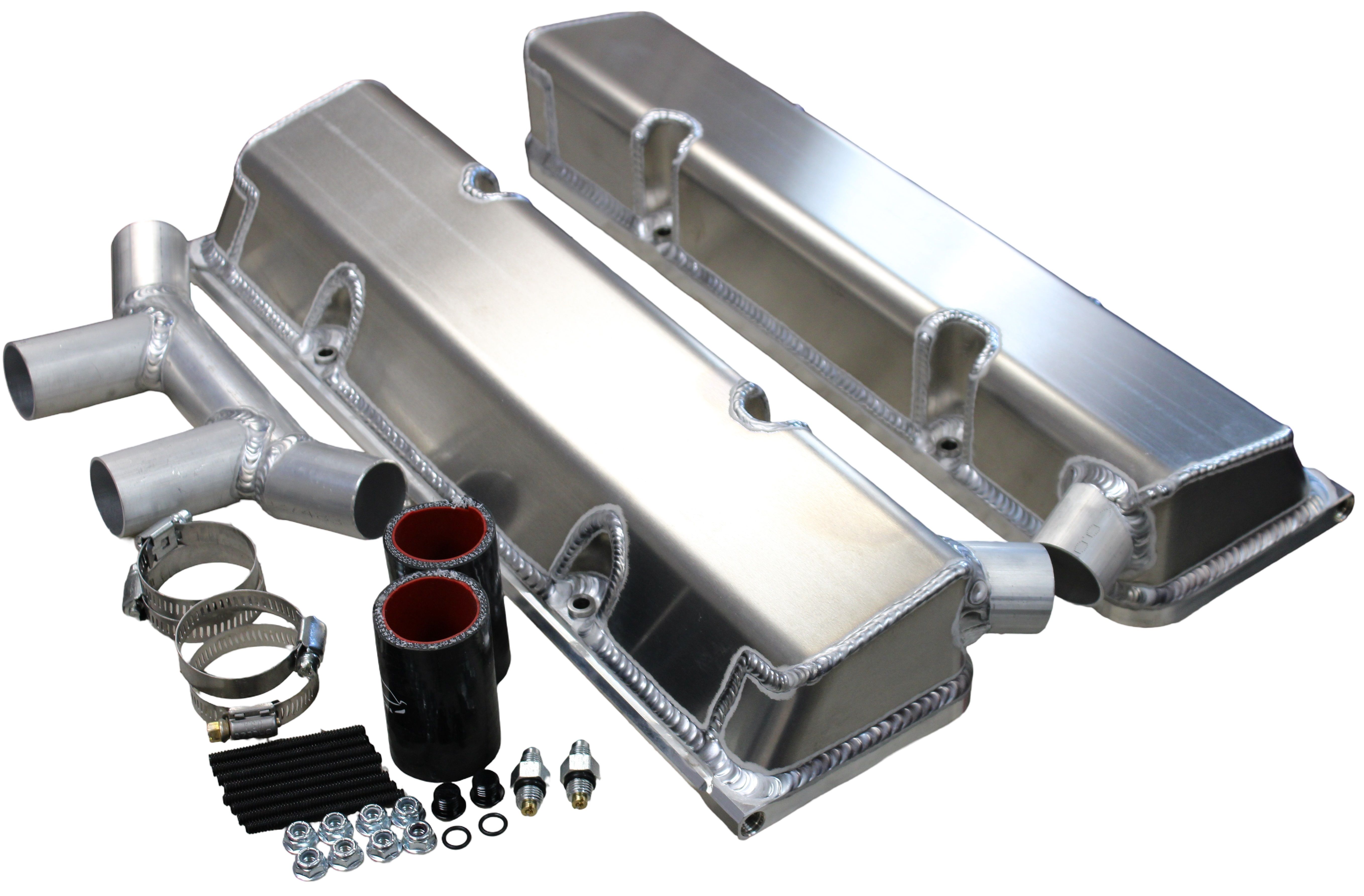 KEVKO OIL PANS & COMPONENTS SBC Fab Valve Cover Set Dual Crossover Breather vc208wo5co2