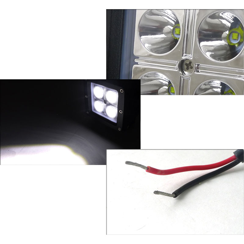 SPEC-D Tuning 3 4 LED Work Light Square - Spot Beam Pattern lf-3204ssq image 2