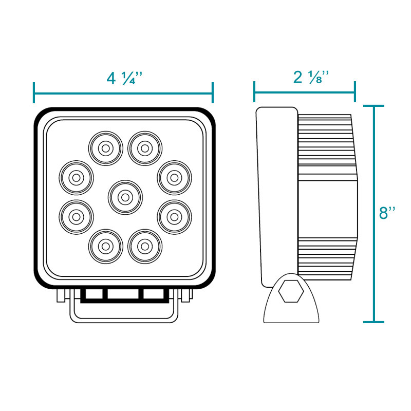 Spec-D Tuning All All 4.5 Inch 9 Led Black Work Light Square, All LF-4009SQ image 4