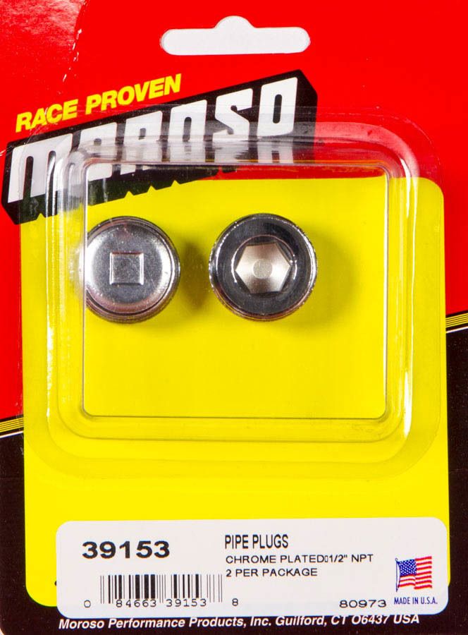 Moroso Chrome Plated Pipe Plugs - 1/2in NPT Thread - 2 Pack 39153