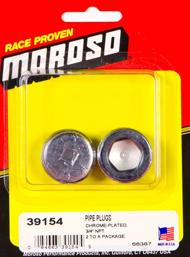 Moroso Chrome Plated Pipe Plugs - 3/4in NPT Thread - 2 Pack 39154