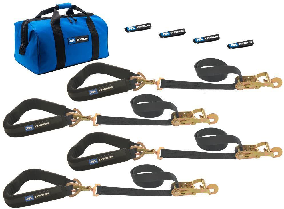 MACS CUSTOM TIE-DOWNS 4 Tie Downs Direct Hook & 4-40in Thru Wheel Stra 511658