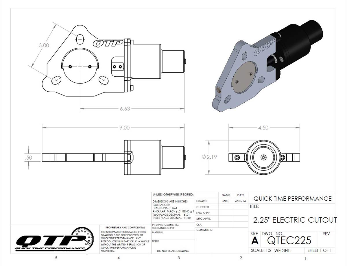 QTP QTEC 2.25in Electric Valve DIY Cutout Kit - Single QTEC225DIY image 7