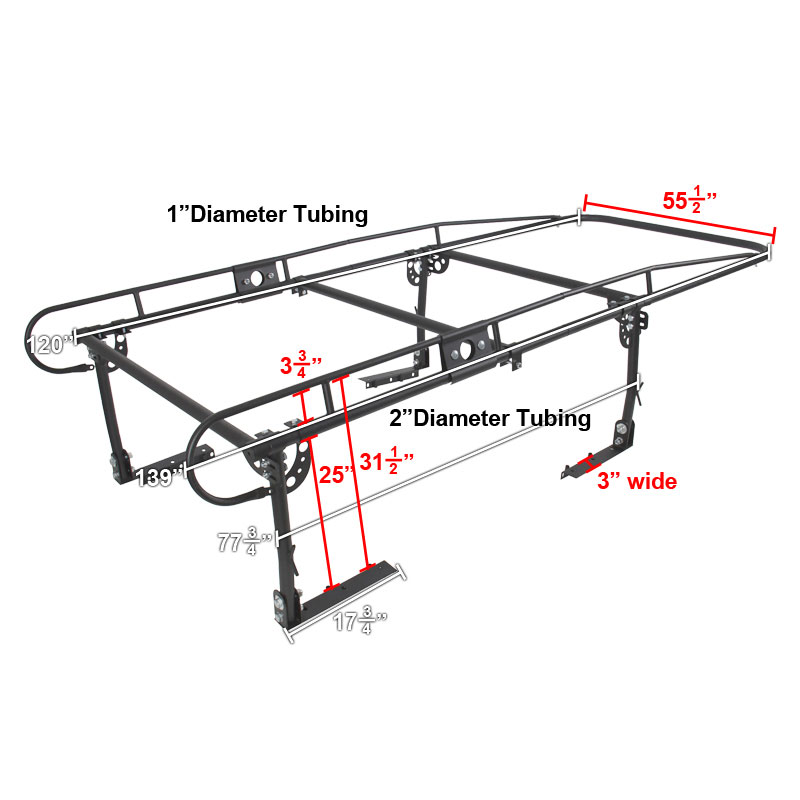 SPEC-D Tuning Adjustable Pickup Ladder Rack rrbl-58503bk image 5