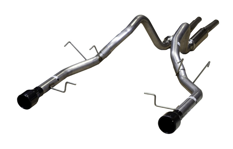 Pypes Mustang V6 Mid-Muffler Cat-Back Exhaust System - Phantom Black Tips SFM79B