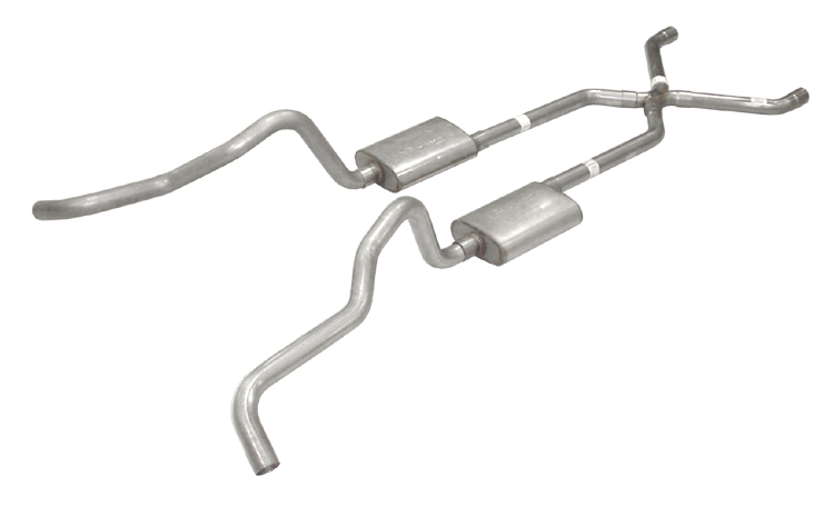 Pypes Chevy Wagon 2.5" Crossmember-back System w/ X-pipe No Mufflers SGC16