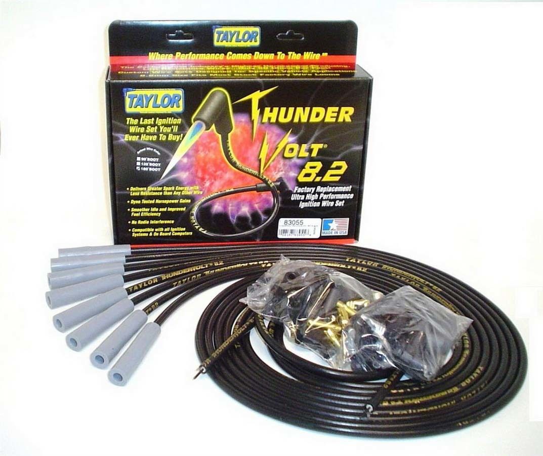Taylor Univ Thundervolt Plug Wire Set 180 deg Black 83055